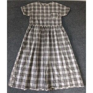Rylee and Cru Gingham Dress Linen Blend w/ Pockets Womens Sz M White Black